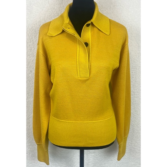 ISABEL MARANT • Yellow Heron Polo Neck Wool-Blend Long Sleeve Pullover Sweater - Picture 8 of 16